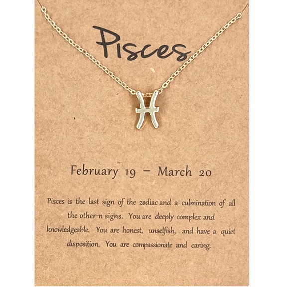 Pisces ♓️ Zodiac Necklace Gold Jewelry Pendant Horoscope Pisces - Picture 1 of 7